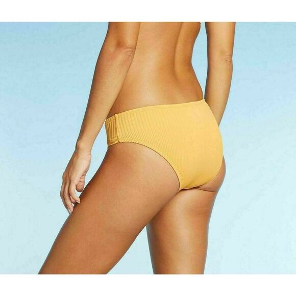 Xhilaration Bikini Bottom Womens Size Large Stretch Ribbed Cheeky Yellow Swimwea - Picture 2 of 6
